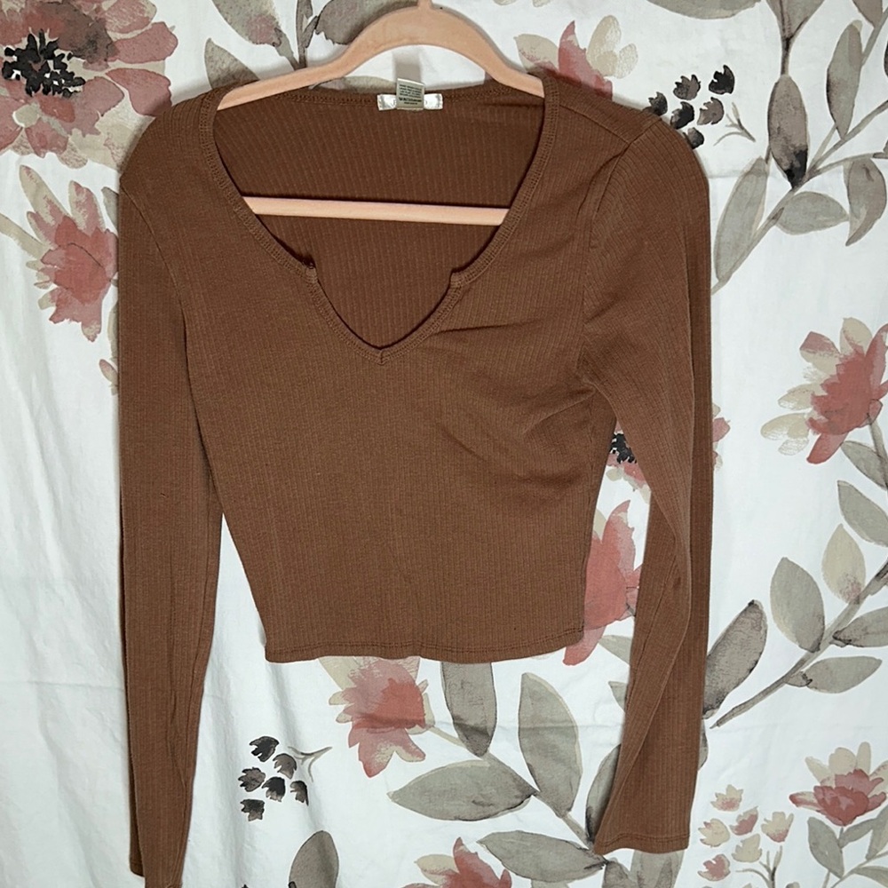 Brown Long Sleeve Women's Top